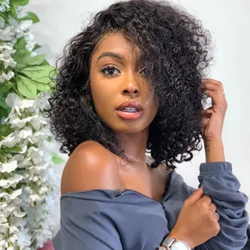 Brazilian Remy Human Hair Short Bob Transparent Lace Front Wig, Virgin Human Hair Frontal Lace Wig