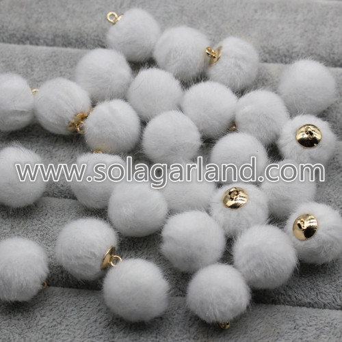 16 MM Mink Fur Ball Pompom Pom Ball Charm Hangers