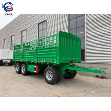 Customize 20 Tons 3 Axle Cargo Side Wall Fence Full Trailer with Drawbar