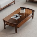Toughened Glass Solid Wood End Table