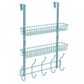 Door Leaning Storage Basket with Metal Hooks