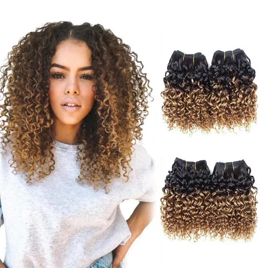 2022 New Trends Brazilian Human Hair Blend Bundles With Closure, Ombre Dyed Color Deep Wave Unprocessed Human Hair Weave Bundles