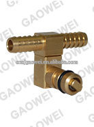 1/4 barb off set elbow left co2 inlet fitting with check valve and o ring, dispense barbed parts