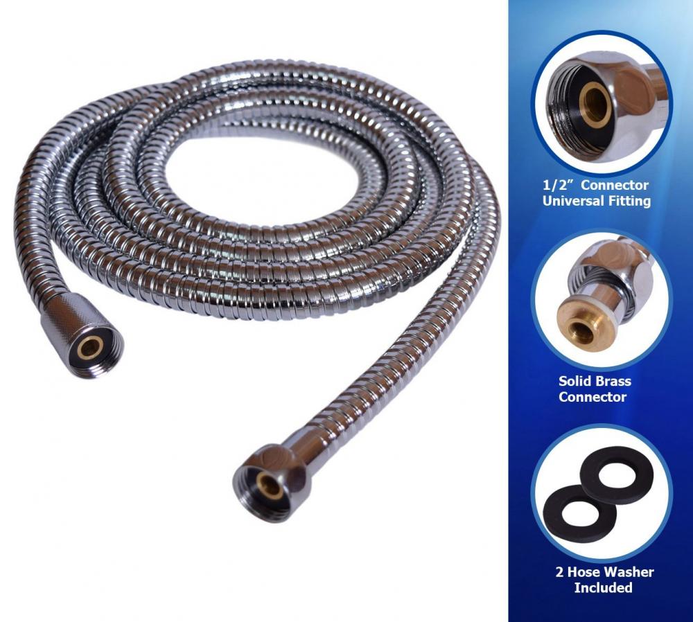 Brushed Nickle Anti Warp Double Buckel Shower Hose Extension Plumbing Hose