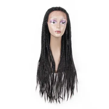 cheapest long lace front box braided synthetic wigs, lace wig for black women braid