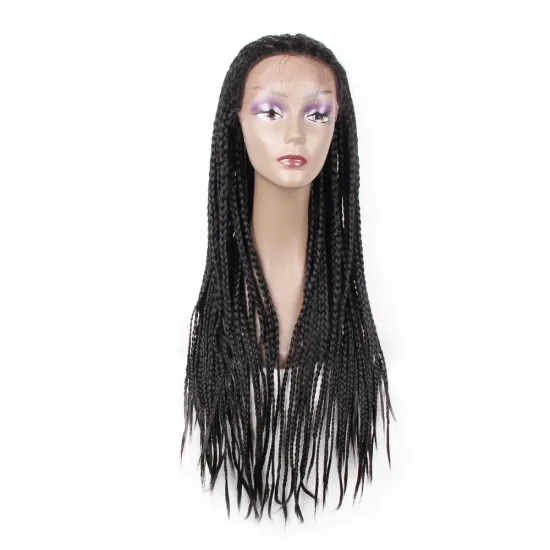 cheapest long lace front box braided synthetic wigs, lace wig for black women braid