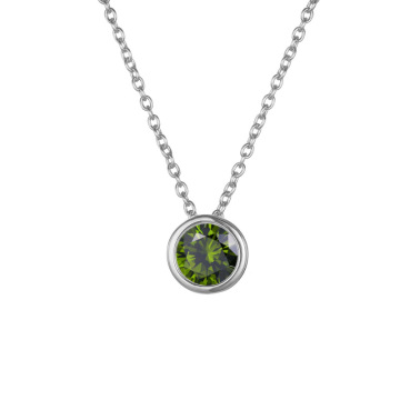 Roestvrijstalen licht luxe strass sleutelbeen ketting met augustus lichtgroene geboortesteen hanger