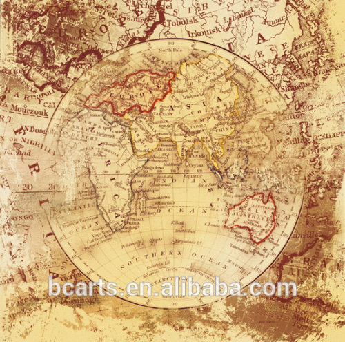 Hot sale vintage world map canvas oil painting