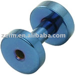 Fashion blue titanium plated fake ear plugs piercing jewelry