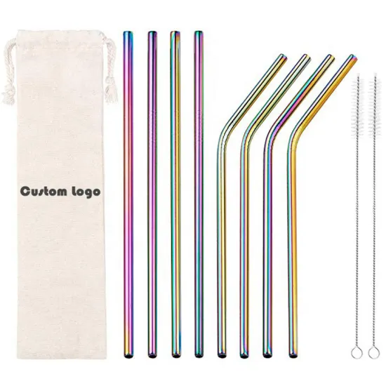 Multi-Colored Reusable Stainless Steel Drinking Metal Straws