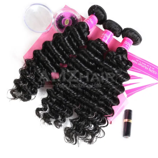 Deep Wave Brazilian Human Remy Hair 3 4 Bundle Ready To Ship Cuticle Aligned Hair Weave Extensions Cheap Wholesale From China