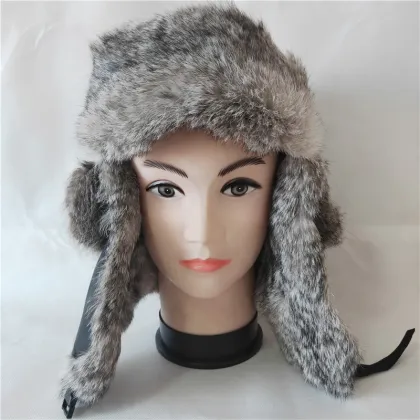 Supplex Pilot Aviator Hat Real Rabbit Fur Trapper Hunting Cap