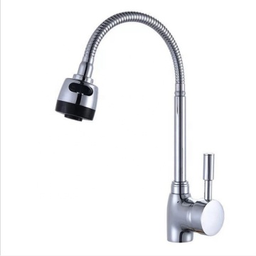 Deck Mounted Single Hole Flexible Kitchen Sink Faucet with Sprayer and Zinc Body