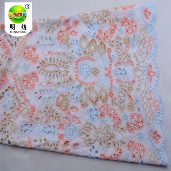 Wholesale 100% cotton eyelet embroidery lace fabric