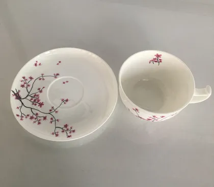Ceramic Bone Porcelain Tea Cup and Tray Set