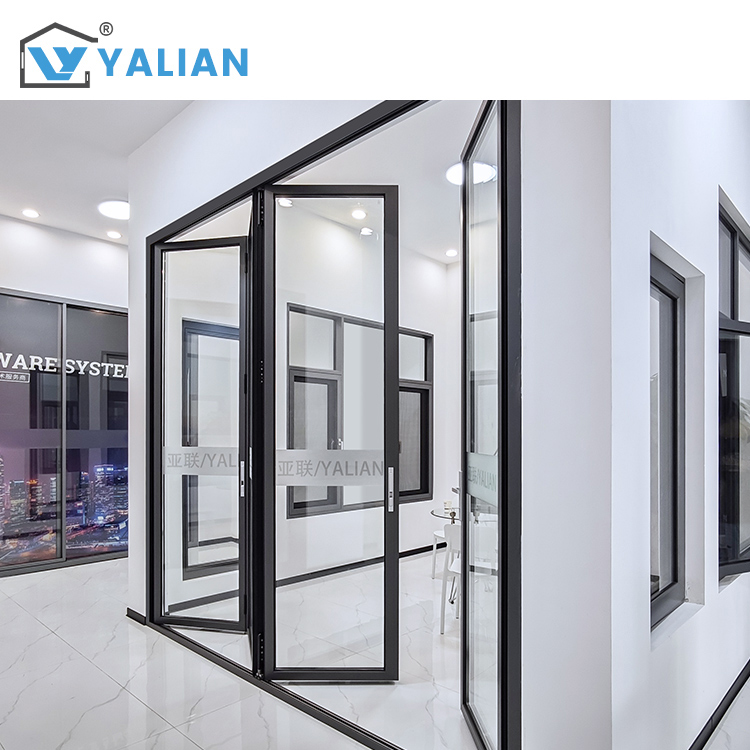 Accordion Doors Folding Aluminum Door Double Tempered Glass