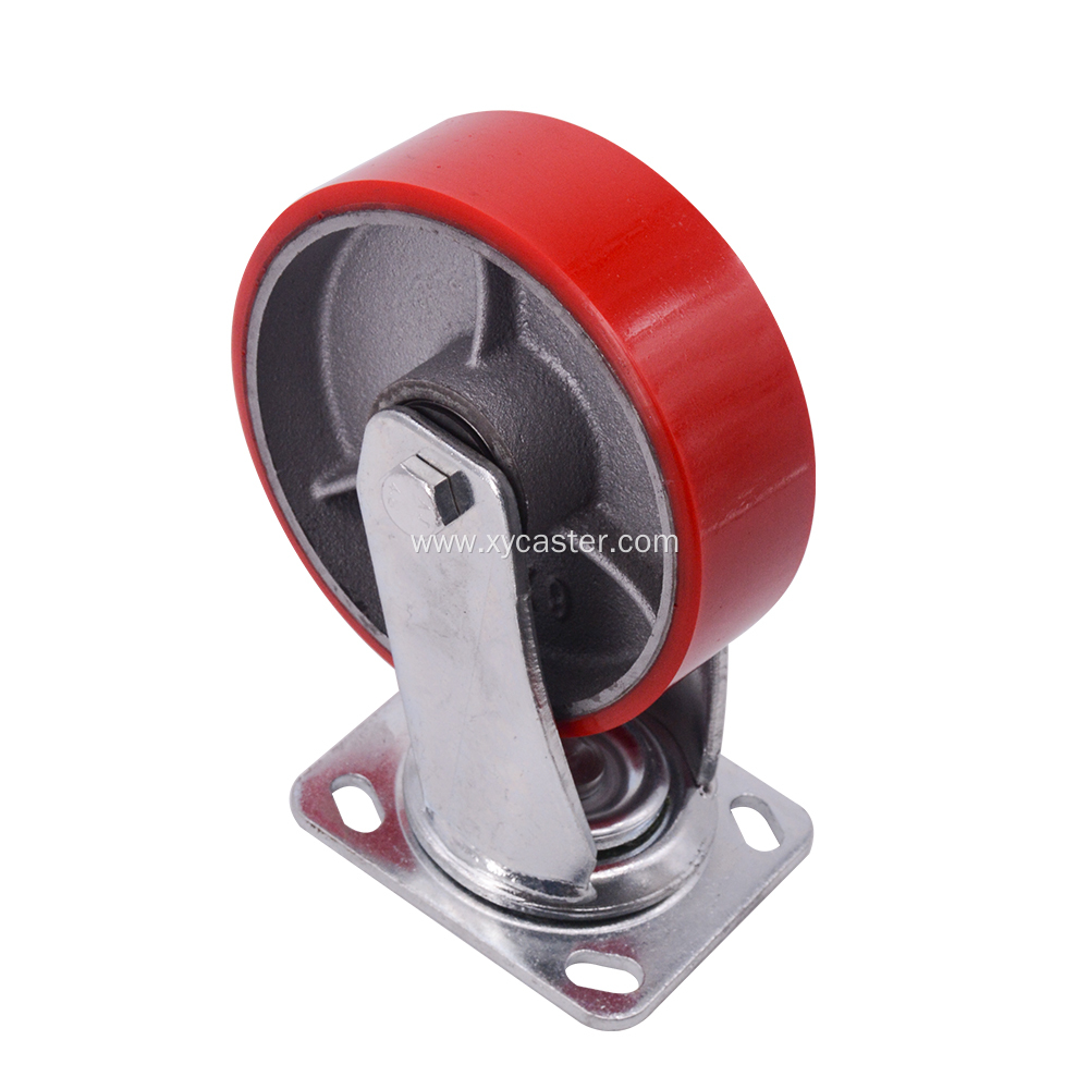 Red PU 6 Inch Swivel Caster Wheels