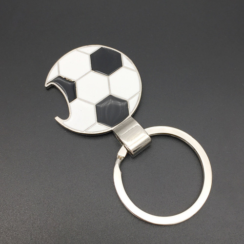 Football Shaped Metal Keychain with Bottle Opener