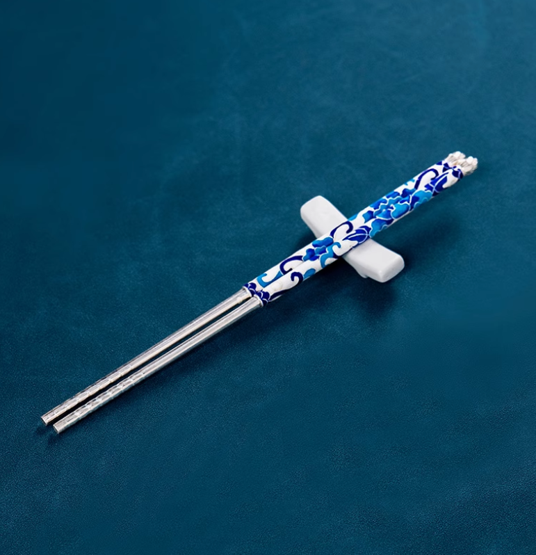 exquisite Jingtai Blue Enamel Anti-Skid Chopsticks