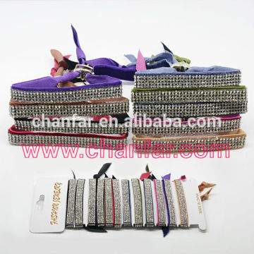 cheapest colorful silk ribbon bracelet with crystal rhinestones