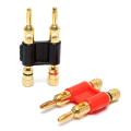 Black Dual Banana Plug Gold Plated Audio Connector