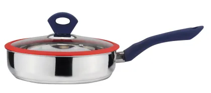Straight shape stainless steel cookware with silicone handle