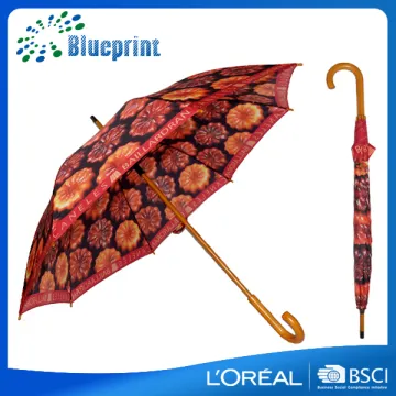 Daily customized fabric wooden shaft straight umbrella