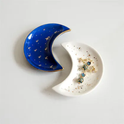 Nordic Ceramic Moon Shape Jewelry Dish