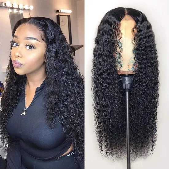 100% Unprocessed Water Wave Lace Front Wig Real Human Hair Natural Color 10-30" Middle Lace Real Human Hair Front Lace Wig
