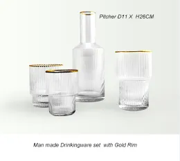 Hand Made Drinkingware Set With Gold Rim