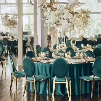 Factory Direct Gold Round Back Stainless Steel Chairs for Luxury Wedding Events