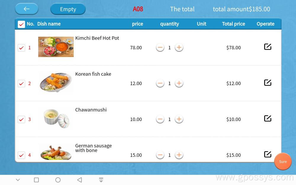 Fully Functional Customer Tablet Ordering System