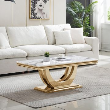 Marble Coffee Table with Stainless Steel Frame