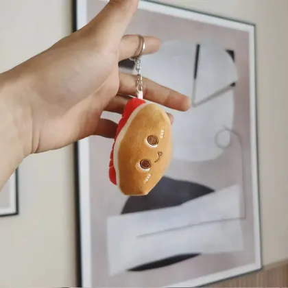 Cute Fries Burger Plush Keychain Toy