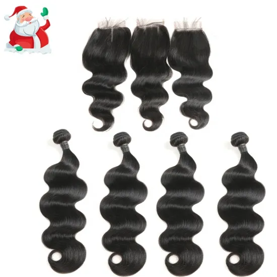No Mixed No Synthetic Hair 100 Virgin Remy Indian Human Hair Body Wave Bundles With Lace Closure