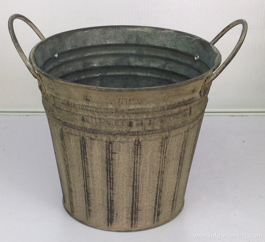 Vintage iron binaural flower bucket