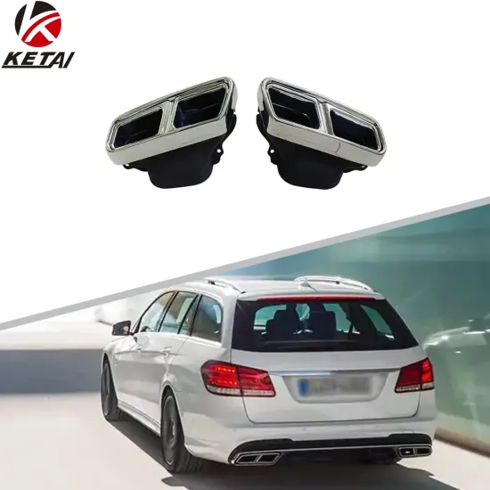 E63 S Style Stainless Steel Silver Rear Bumper Tail Pipe for BENZ W212 (2014-2016)