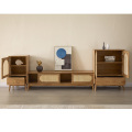 Elegant Rattan Solid Wood Drawers TV Stands