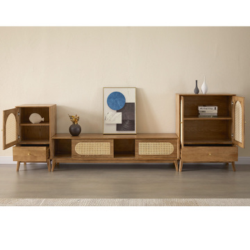 Elegante rattan vaste houten laden tv -stands