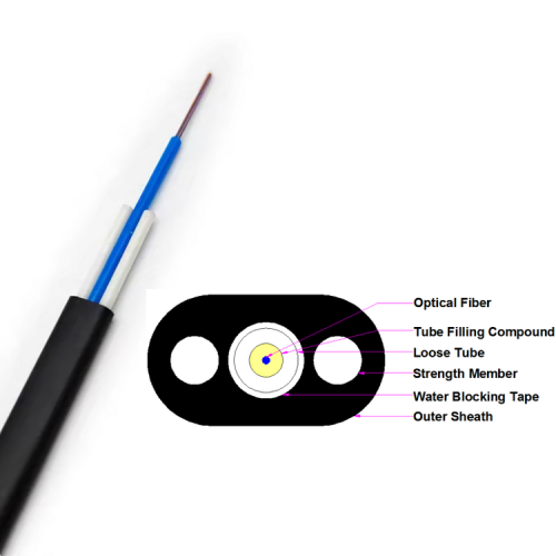 6 Core Sm Fiber Cable aerial 6core flat sm drop fiber optic cable Manufactory