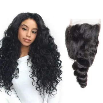 Lace Closure With Bundles HD Transparent Lace Indian Human Hair 4x4 5x5 Loose Wave Lace Closure For Black Women