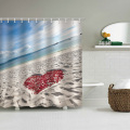 Sea Beach mit Rose Love Heart Wasserdicht Duschvorhang Ocean Romantic Bathroom Decor