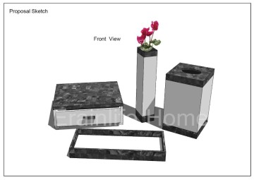 Proposal Polyresin Material Bathroom Set with mother of pearl shell