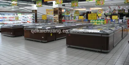 island freezer with glass cover for beef