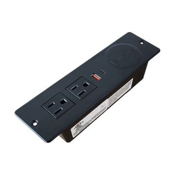 Recessed Desktop Outlet Power Strip with Wireless Charging