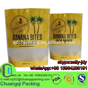banana bites dog treats matt surface excelent printing plastic packing bag