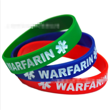 2016 new product medical alert warfarin rubber bracelets