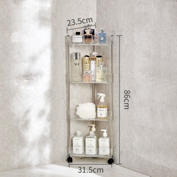 Bathroom 4-Layer Removable Wheel Shelf - Floor-to-Ceiling Toilet Sink Storage
