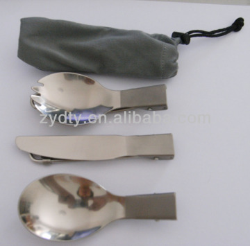 Three-piece folding Titanium tableware for Outdoor Activities