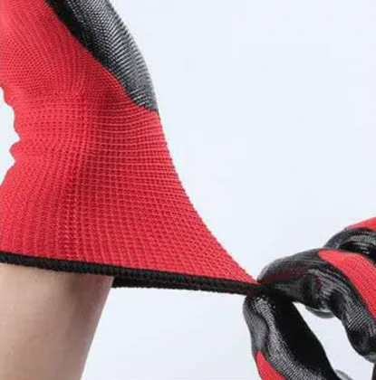 Labor Protection Red and Black Latex Coated Work Gloves